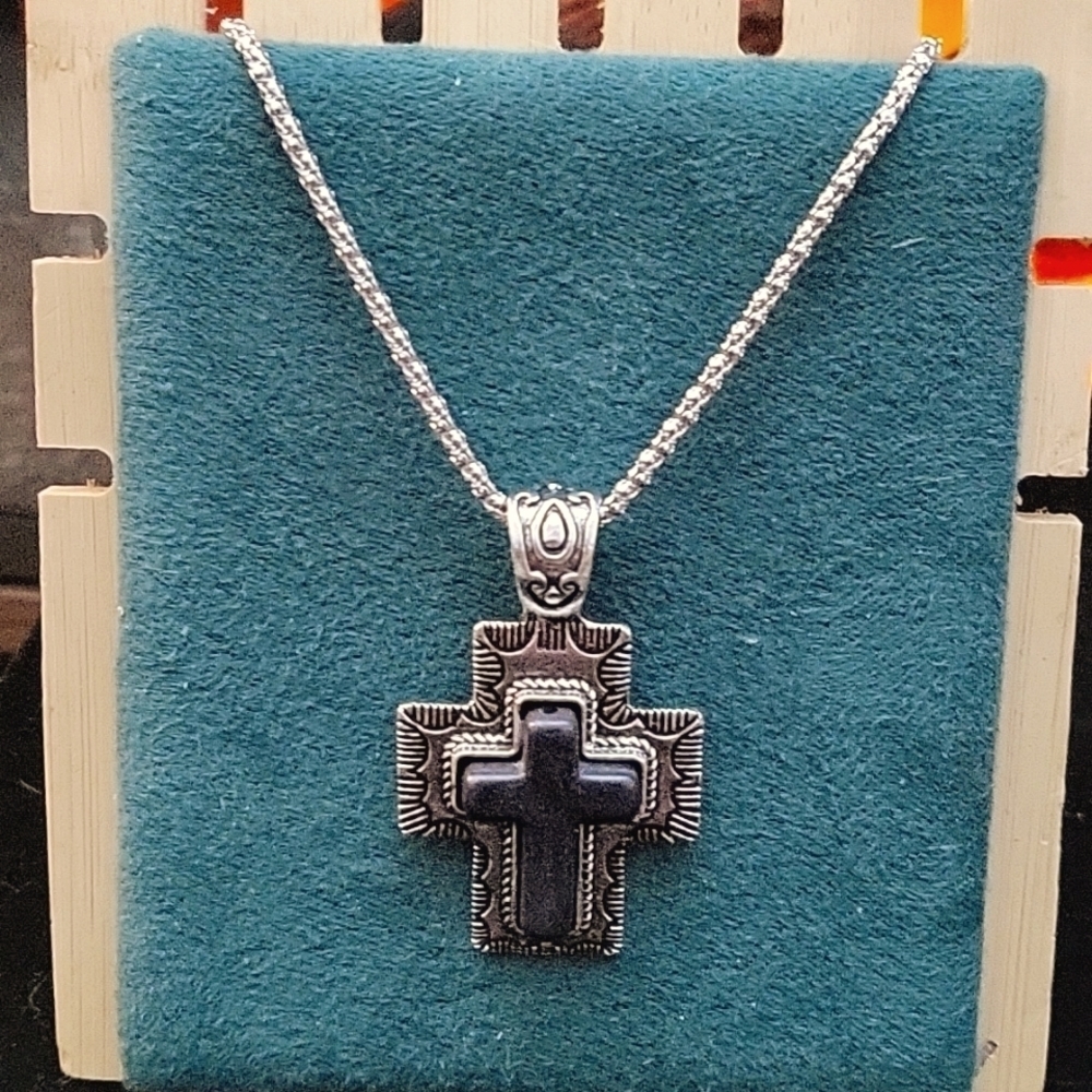 Black Cross ✝️ Necklace Pendant with Extender NWTags Easter 🐇 🎁 Gift